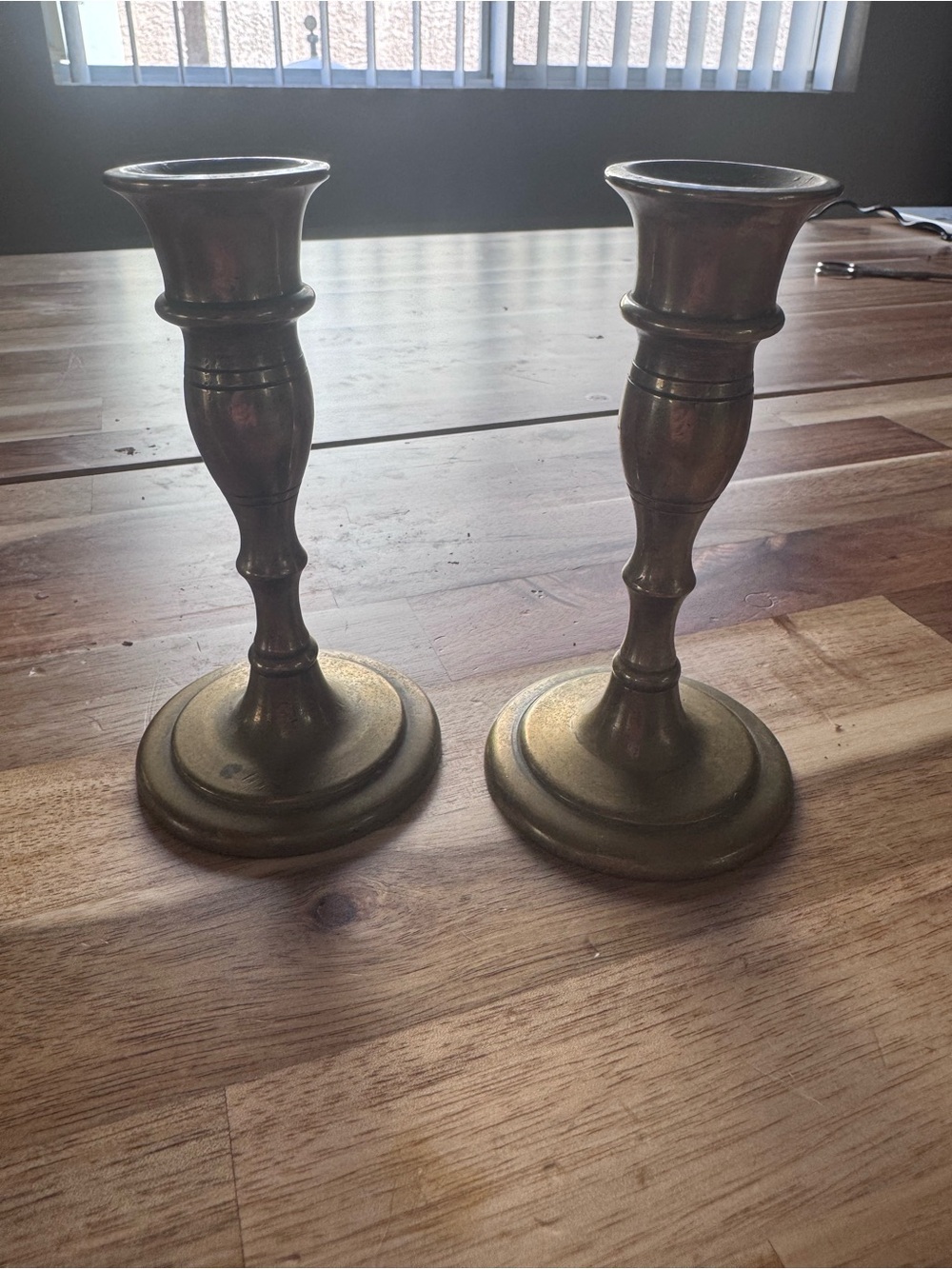Antique-Style small 4/5 inch Brass Candlestick Pair - ART BRASS CO N.Y.
